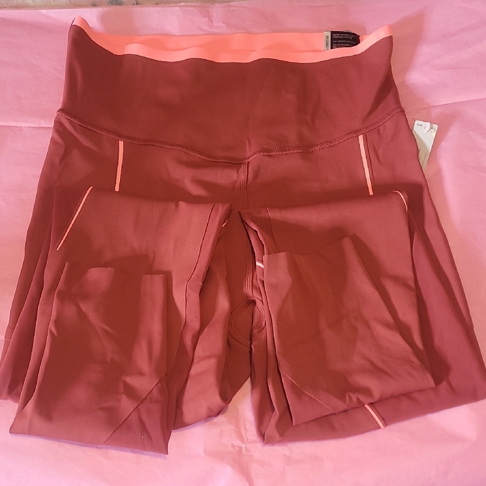 VSX High-Waist Bike Shorts in Rose with Peach Trim